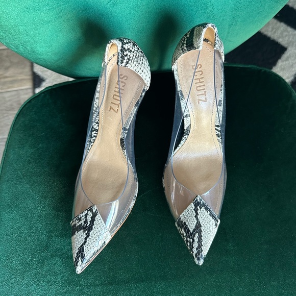 NWT Schutz Women's Snake Skin Cendi Transparent
Illusion Point Toe Heels 6.5 - Picture 2 of 10